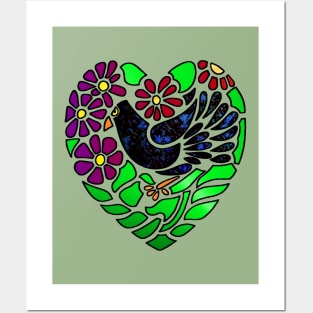 Gothic Bird in Heart Posters and Art